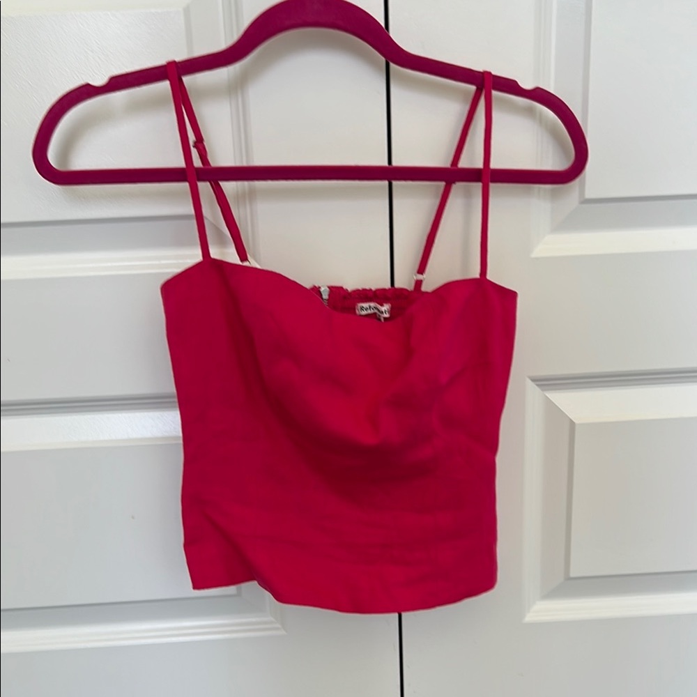 Reformation Overland Linen Top in Hot Pink